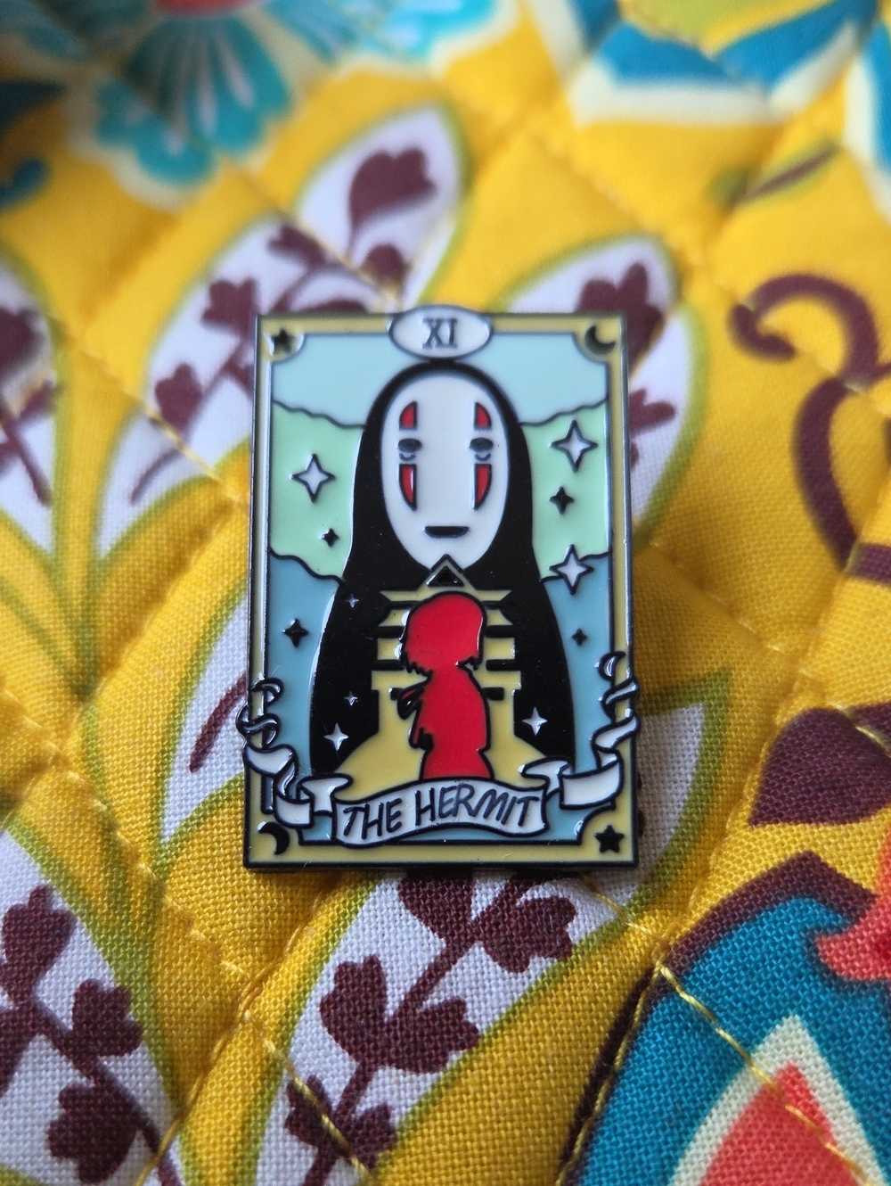 The Hermit Tarot Art Print - Red, Black & Yellow Studio Ghibli No Face